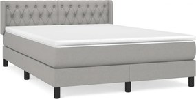 vidaXL Κρεβάτι Boxspring με Στρώμα Ανοιχτό Γκρι 140x200 εκ. Υφασμάτινο