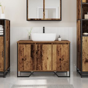 vidaXL Ντουλάπι Νιπτήρα Παλαιό Ξύλο 91x35x60 εκ. Μοριοσανίδα