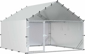 vidaXL Κοτέτσι με Οροφή Ασημί 200 x 200 x 150 cm Γαλβανισμένος Χάλυβας
