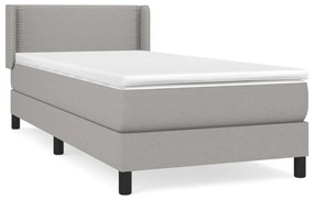 Κρεβάτι Boxspring με Στρώμα Ανοιχτό Γκρι 90x190 εκ. Υφασμάτινο - Γκρι