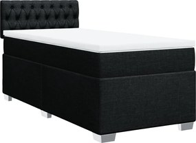 vidaXL Κρεβάτι Boxspring με Στρώμα Μαύρο 90x190 εκ.Υφασμάτινο