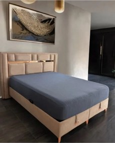 Stewehome Ελαστικό σεντόνι διπλής όψης από βαμβάκι με ζακάρ σχέδιο 160x200 cm