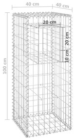 vidaXL Συρματοκιβώτιο Στύλος 40 x 40 x 100 εκ. Σιδερένιο