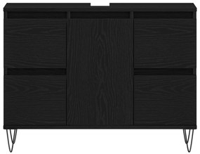 vidaXL Ντουλάπι Μπάνιου Μαύρη Δρυς 80x33x60 εκ Επεξεργασμένο Ξύλο
