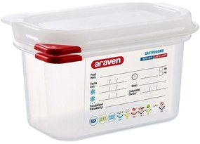 Φαγητοδοχείο Hermet Gn 1/9 AR00003021 17,6x10,8x10cm 1lt Clear-Red Araven Polypropylene