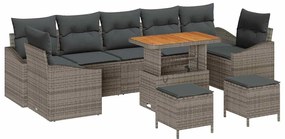 vidaXL Σετ Καναπέ Κήπου με μαξιλάρι 10 pcs Γκρι 90 x 55 x 71 cm