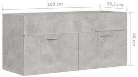 Ντουλάπι Νιπτήρα Γκρι Σκυροδέματος 100x38,5x46 εκ. Μοριοσανίδα - Γκρι