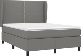 vidaXL Κρεβάτι Boxspring με Στρώμα Σκούρο Γκρι 140x190 εκ. Υφασμάτινο