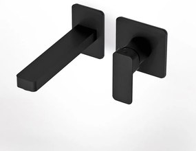 Eurorama Quadra Black Matt Μπαταρία Νιπτήρος Εντοιχισμού 2 Οπών