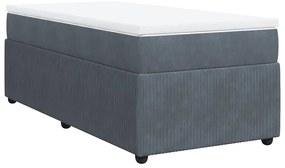 vidaXL Κρεβάτι Boxspring με Στρώμα Σκούρο Γκρι 90x200 εκ. Βελούδινο
