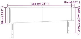 Κεφαλάρι Κρεβατιού LED Σκούρο Μπλε 183x16x78/88 εκ. Βελούδινο - Μπλε