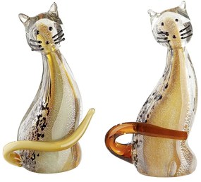 Glasart Φιγούρα Cat Γυάλινο Brown Orange PU Pcs. Assorted 10x6x18cm-05161357