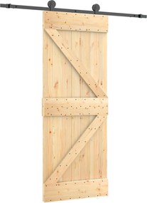 vidaXL Συρόμενη Πόρτα Φυσικό και Μαύρο 70 x 210 cm