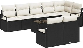 vidaXL Σετ Καναπέ με μαξιλάρι 9 pcs Μαύρο συνθετικό ρατάν