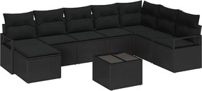 vidaXL Σετ Καναπέ με μαξιλάρι 9 pcs Μαύρο συνθετικό ρατάν
