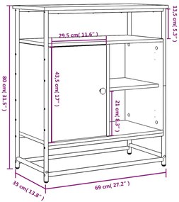 Ντουλάπι Μαύρο 69 x 35 x 80 εκ. από Επεξεργασμένο Ξύλο - Μαύρο