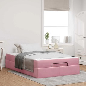 vidaXL Σκελετός κρεβατιού με στρώμα 2 pcs Ροζ Βελούδο