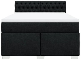 vidaXL Κρεβάτι Boxspring με Στρώμα Μαύρο 140x190 εκ. Υφασμάτινο