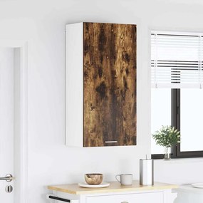 vidaXL Κρεμαστό ντουλάπι Καπνιστός Δρυς και Λευκό 50 x 31 x 100 εκ.