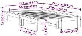 ΣΚΕΛΕΤΟΣ ΚΡΕΒ. ΧΩΡΙΣ ΣΤΡΩΜΑ ΚΑΦΕ ΚΕΡΙΟΥ 120X200 ΕΚ ΜΑΣΙΦ ΠΕΥΚΟ 3308743