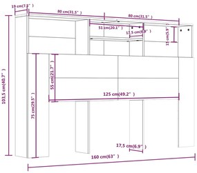 Κεφαλάρι Με Αποθηκευτικό Χώρο Sonoma Δρυς 160 x 19 x 103,5 εκ. - Καφέ