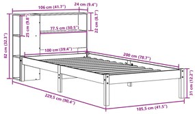 ΚΡΕΒΑΤΙ ΒΙΒΛΙΟΘΗΚΗ ΧΩΡΙΣ ΣΤΡΩΜΑ 100X200 ΕΚ. ΜΑΣΙΦ ΞΥΛΟ ΠΕΥΚΟ 3321565