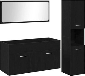 vidaXL Σετ Επίπλων Μπάνιου 3 pcs Μαύρη Οξυά Επεξεργασμένο ξύλο
