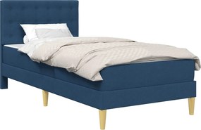 vidaXL Σκελετός κρεβατιού με στρώμα Μπλε 100 x 200 cm Ύφασμα