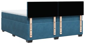 Κρεβάτι Boxspring με Στρώμα Μπλε 200x200 εκ. Βελούδινο - Μπλε
