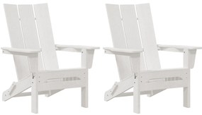 vidaXL Πτυσσόμενες Καρέκλες Adirondack 2 τεμάχια Λευκή 74.5x80.5x90 εκ HDPE