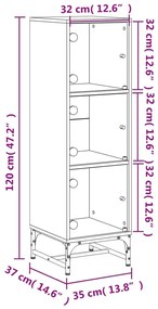 ΝΤΟΥΛΑΠΙ ΛΕΥΚΟ 35 X 37 X 120 ΕΚ. ΜΕ ΓΥΑΛΙΝΕΣ ΠΟΡΤΕΣ 836560