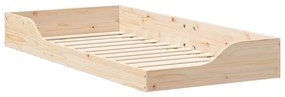 vidaXL Κρεβάτι δαπέδου Καφέ 90 x 200 cm Συμπαγές ξύλο πεύκου