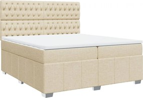 vidaXL Κρεβάτι Boxspring με Στρώμα Κρεμ 200x200 εκ. Υφασμάτινο
