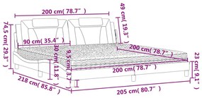 vidaXLΚρεβάτι με Στρώμα Μαύρο/Λευκό 200x200εκ.Συνθ. Δέρμα - Μαύρο