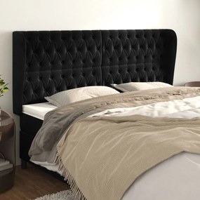 Κεφαλάρι με Πτερύγια Μαύρο 203x23x118/128 εκ. Βελούδινο 3118360