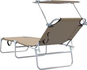 vidaXL Ξαπλώστρα 2 pcs Taupe 58 x 188 x 77 εκ. Πολυεστέρας