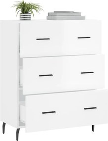 vidaXL Ντουλάπι Γυαλιστερό Λευκό 69,5x34x90 εκ. Επεξεργασμένο Ξύλο