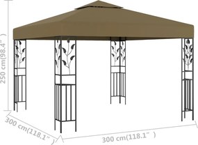 vidaXL Κιόσκι Taupe 3 x 3 μ. 180 γρ/μ²