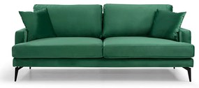 Intrahome Καναπές 3θέσιος Fortune Intrahome βελούδο πράσινο-μαύρο 205x90x88εκ | SKU: INTRAPA-182112209