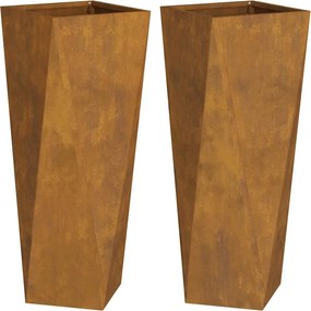 vidaXL Γλάστρα 2 pcs Σκ rusty 30 x 30 x 75 εκ