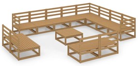 vidaXL Σαλόνι Κήπου Σετ 13 Τεμαχίων Καφέ Μελί από Μασίφ Ξύλο Πεύκου