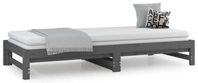 vidaXL Καναπές Κρεβάτι Συρόμενος Γκρι 2x(90x200) εκ. Μασίφ Ξύλο Πεύκου