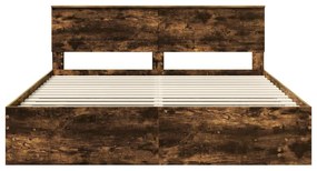 vidaXL Σκελετός Κρεβατιού με κεφαλάρι Καπνιστό Δρύς 200 x 200 cm