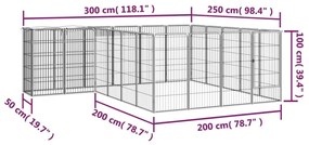 Κλουβί Σκύλου 22 Πάνελ Μαύρο 50x100 εκ. Ατσάλι με Βαφή Πούδρας - Μαύρο