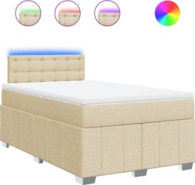 VidaXL Κρεβάτι Boxspring με Στρώμα Κρεμ 120x190 εκ. Υφασμάτινο