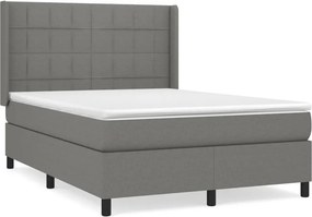 vidaXL Κρεβάτι Boxspring με Στρώμα Σκούρο Γκρι 140x200 εκ Υφασμάτινο