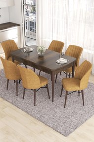 Extendable Dining Table &amp; Chairs Set (7 Pieces) Eva - Baroque, Cappuccino Baroque
Cappuccino