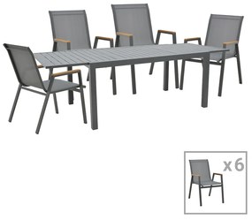 Intrahome Τραπεζαρία Azelie-Lafla Intrahome σετ 7τεμ ανθρακί ύφασμα-ανθρακί αλουμίνιο 160-240x100x75εκ | SKU: INTRAPA-399111110