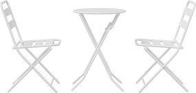 vidaXL Σετ Μπιστρό Κήπου 3 pcs Λευκό Ατσάλι