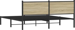 vidaXL Σκελετός Κρεβ. Χωρίς Στρώμα Sonoma Δρυς 160x200 εκ. Μεταλλικό